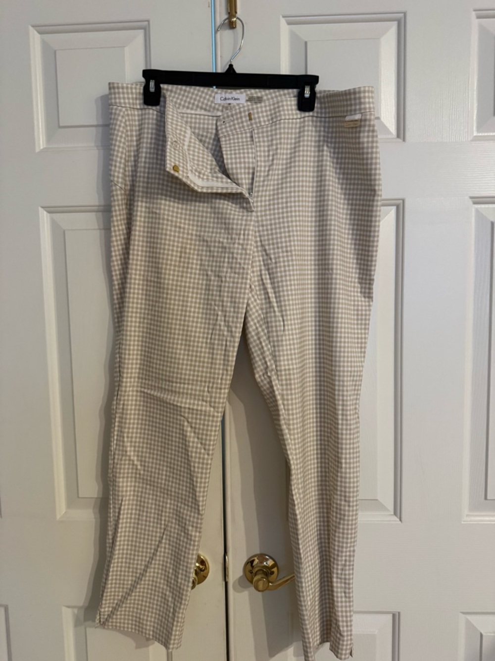 Calvin Klein Beige Gingham Pants